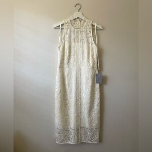 Eliza J Cream Lace Midi Dress, Size 8